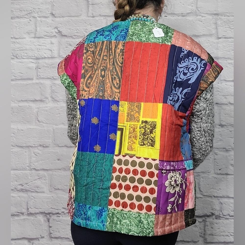 Unique, funky patchwork style quilted vest - image 2